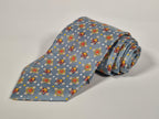 Hermés silk tie light blue with flowers 7904 MA