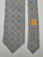 Hermés silk tie light blue with flowers 7904 MA