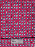 Hermés silk tie cerise equestrian pattern 605813 IA