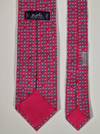 Hermés silk tie cerise equestrian pattern 605813 IA