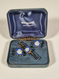 A pair of cufflinks and tiepin from Wedgewood