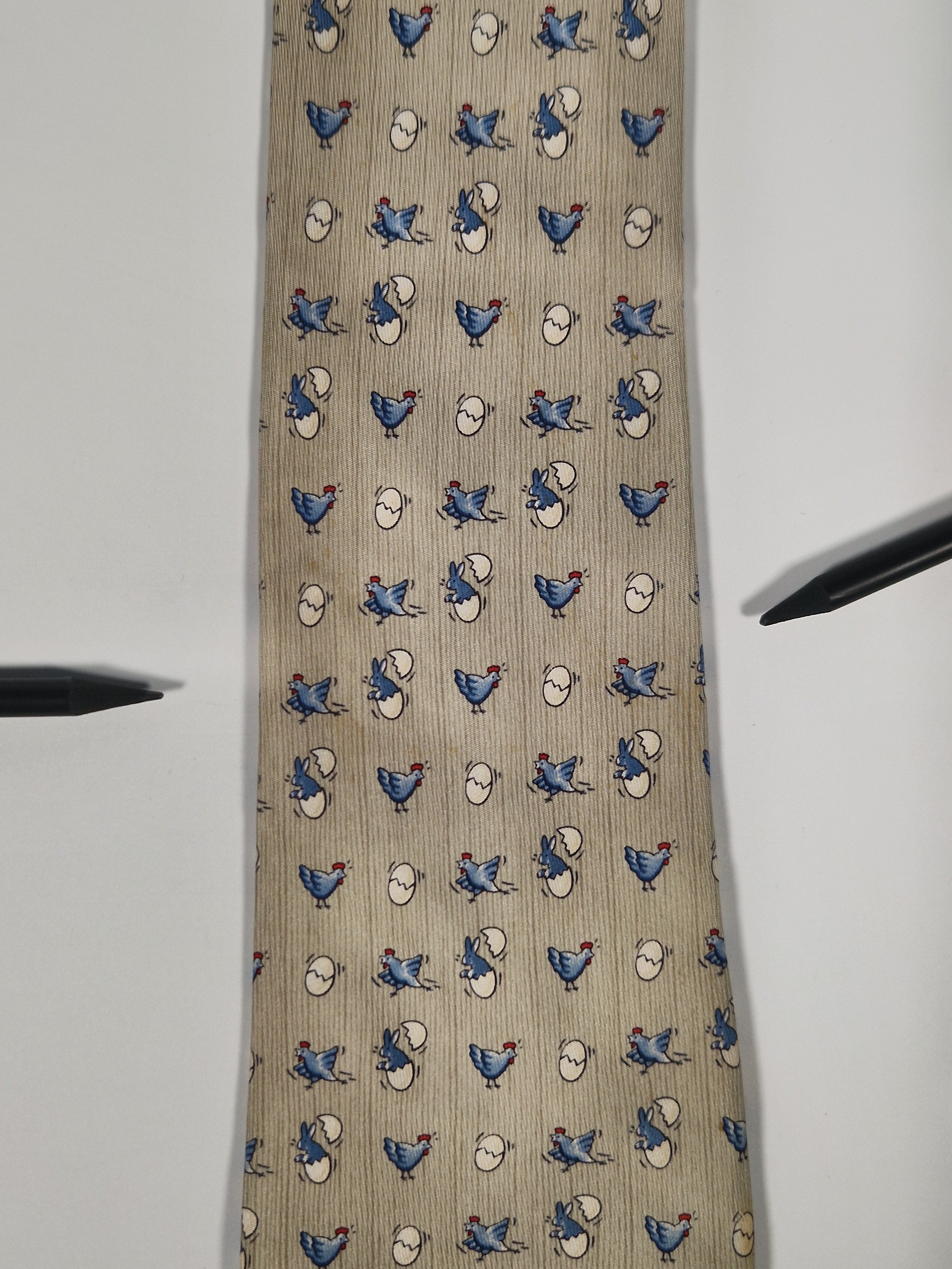 Hermès 7890 MA Tie with eastern bunnies and chickens.