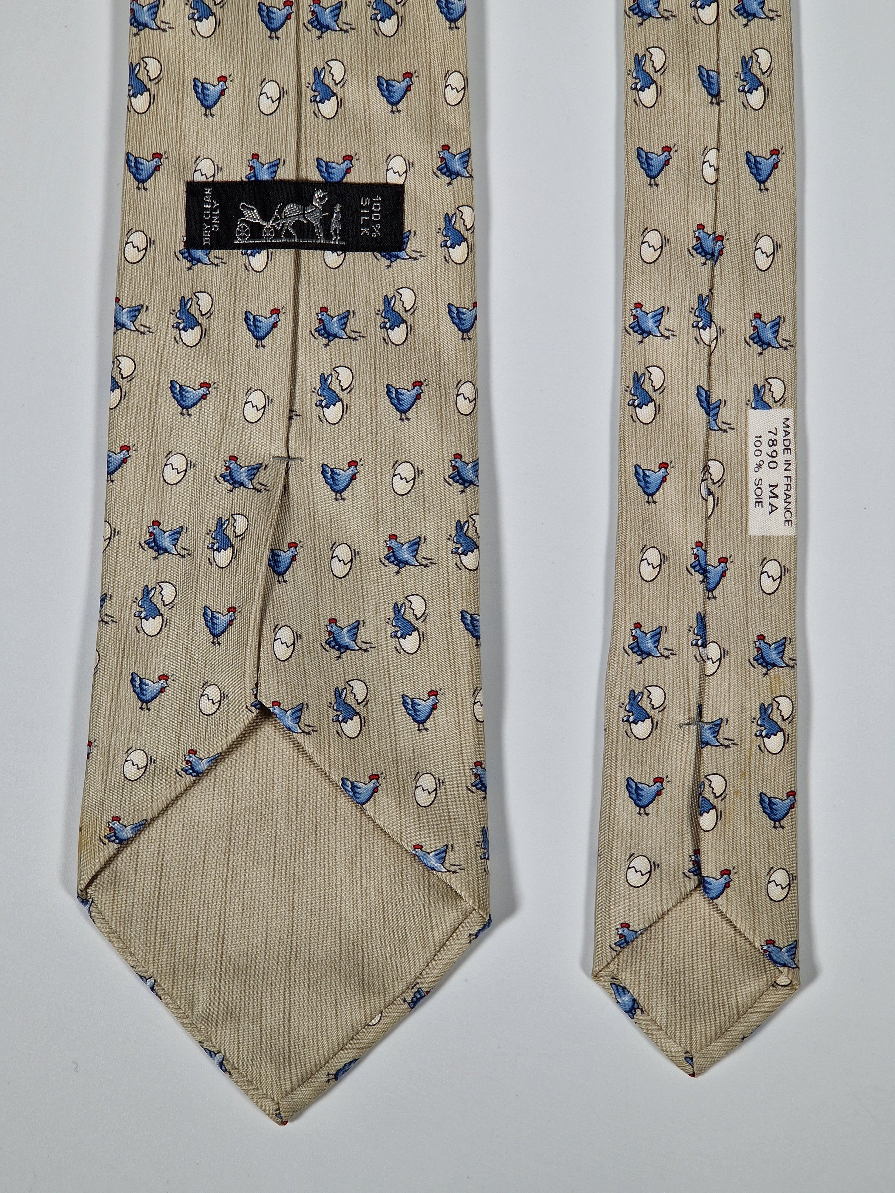 Hermès 7890 MA Tie with eastern bunnies and chickens.
