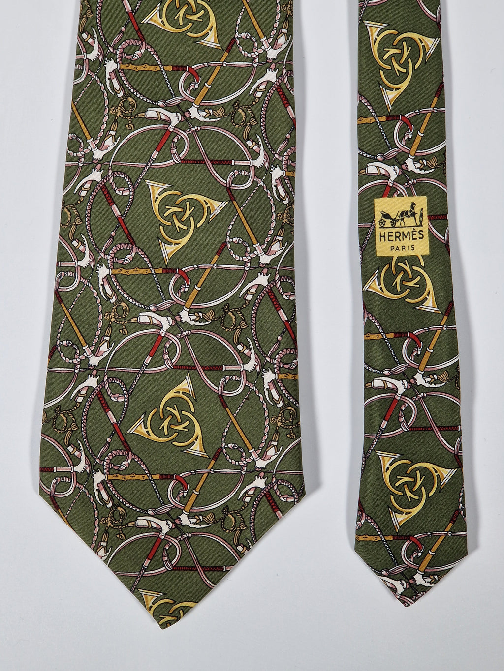 Hermés wide vintage silk tie green 596 SA