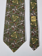 Hermés wide vintage silk tie green 596 SA