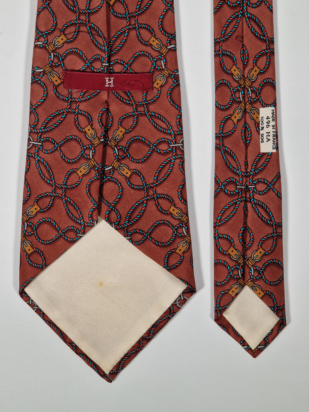 Hermés wide vintage silk tie red rope 496 HA