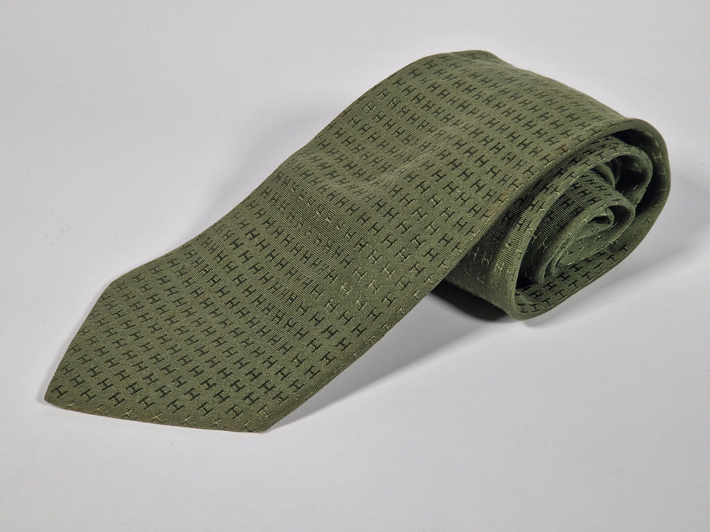 Hermés Green Faconnee H Tie