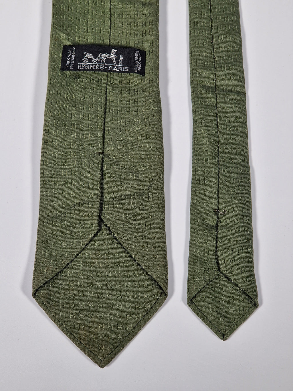 Hermés Green Faconnee H Tie