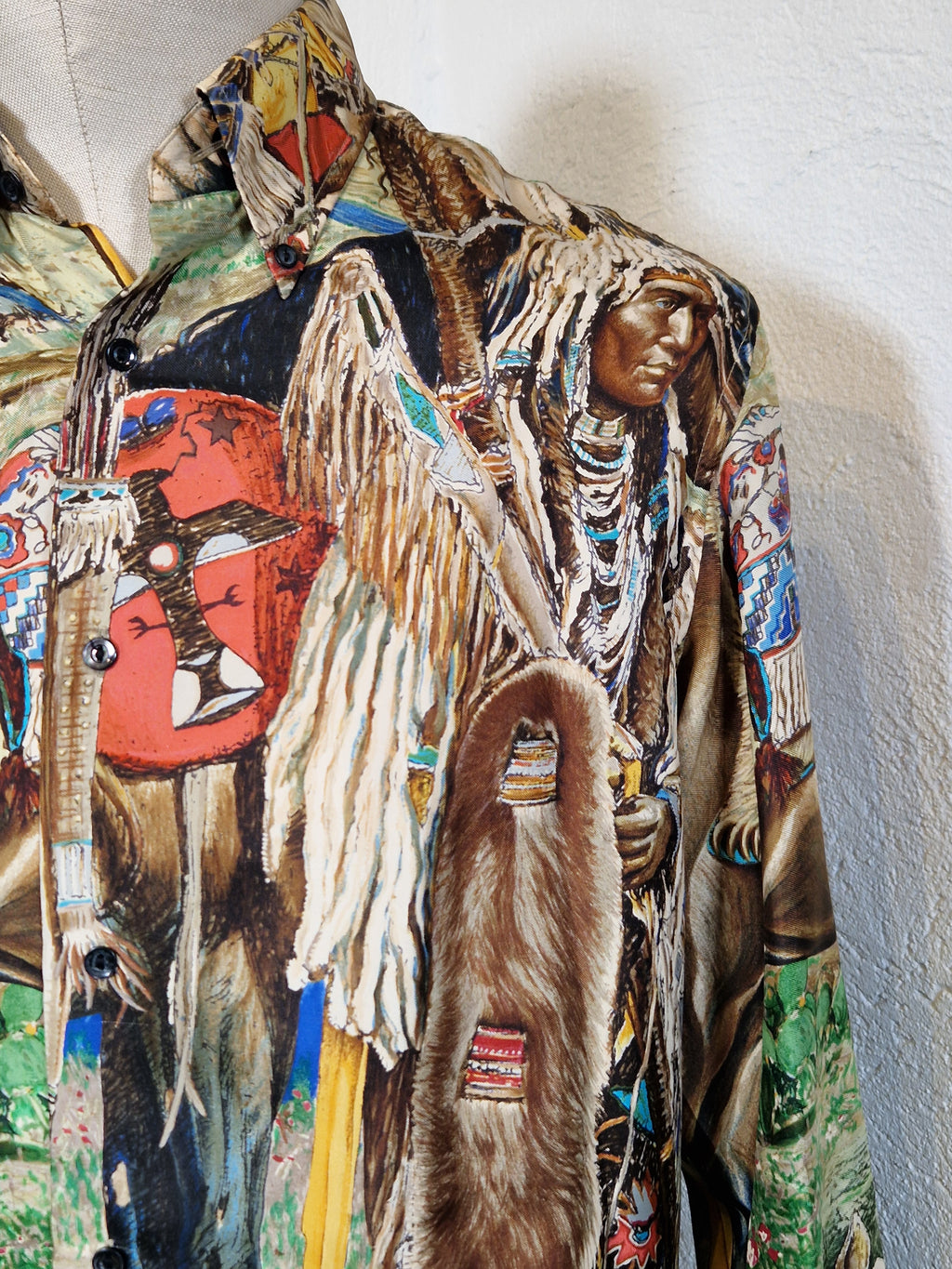 A rare Hermes shirt "Les Cheyennes" by Oliver Kermit