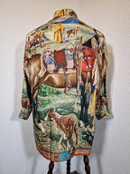 A rare Hermes shirt "Les Cheyennes" by Oliver Kermit