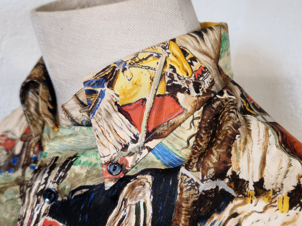 A rare Hermes shirt "Les Cheyennes" by Oliver Kermit