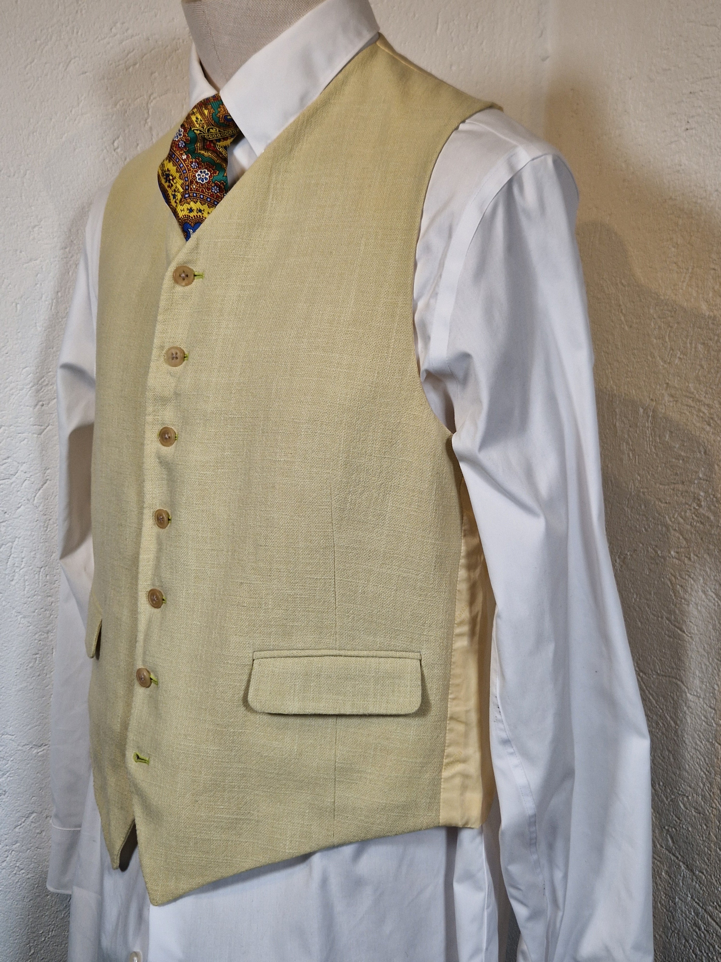 A Hermés vest with a linen front