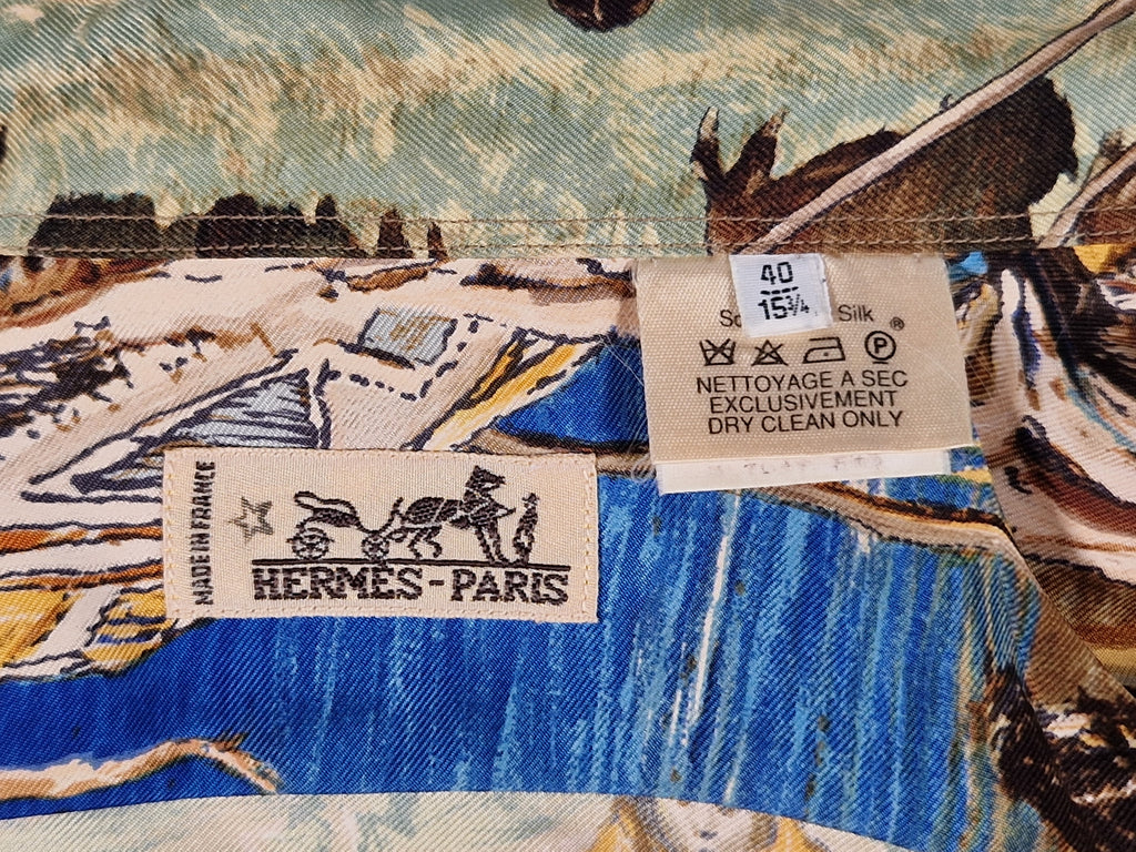 A rare Hermes shirt "Les Cheyennes" by Oliver Kermit