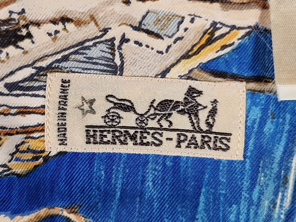 A rare Hermes shirt "Les Cheyennes" by Oliver Kermit
