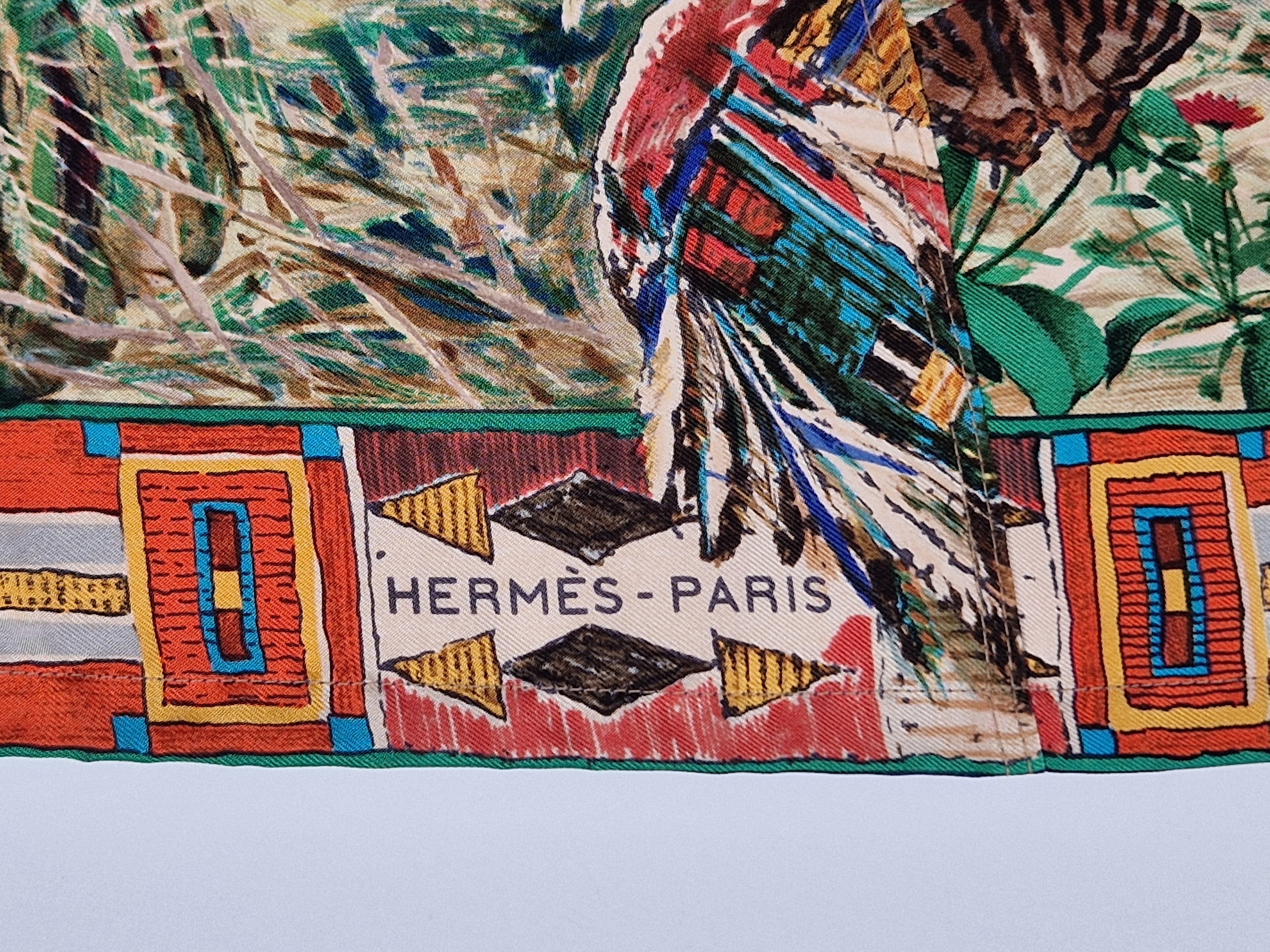 A rare Hermes shirt "Les Cheyennes" by Oliver Kermit