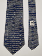 Hermés wide vintage silk tie chain pattern blue 331 EA