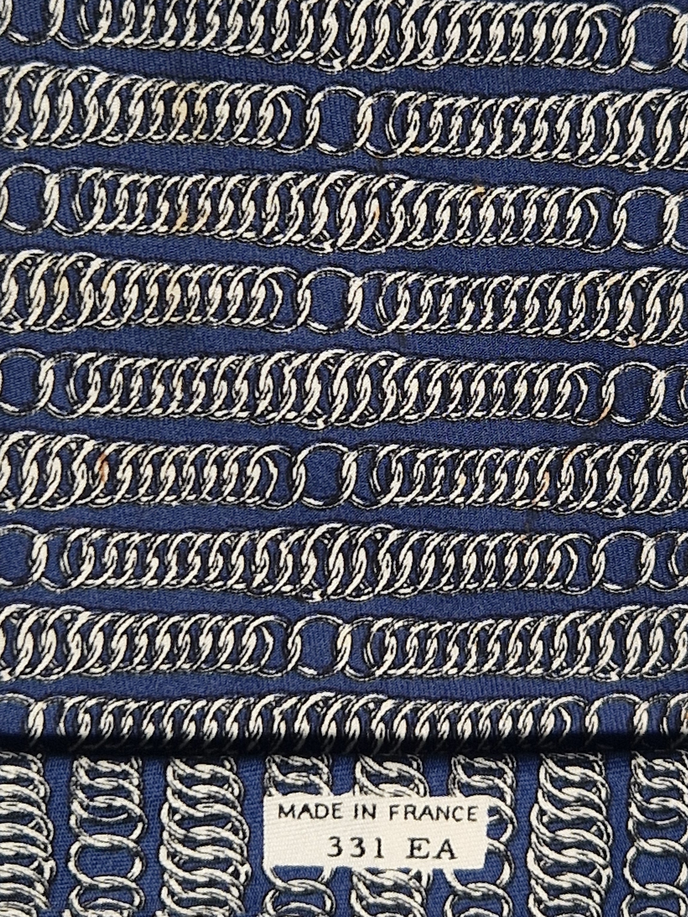 Hermés wide vintage silk tie chain pattern blue 331 EA