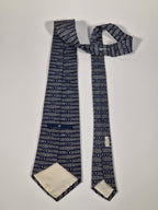 Hermés wide vintage silk tie chain pattern blue 331 EA