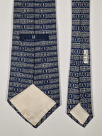 Hermés wide vintage silk tie chain pattern blue 331 EA