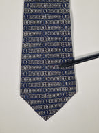 Hermés wide vintage silk tie chain pattern blue 331 EA