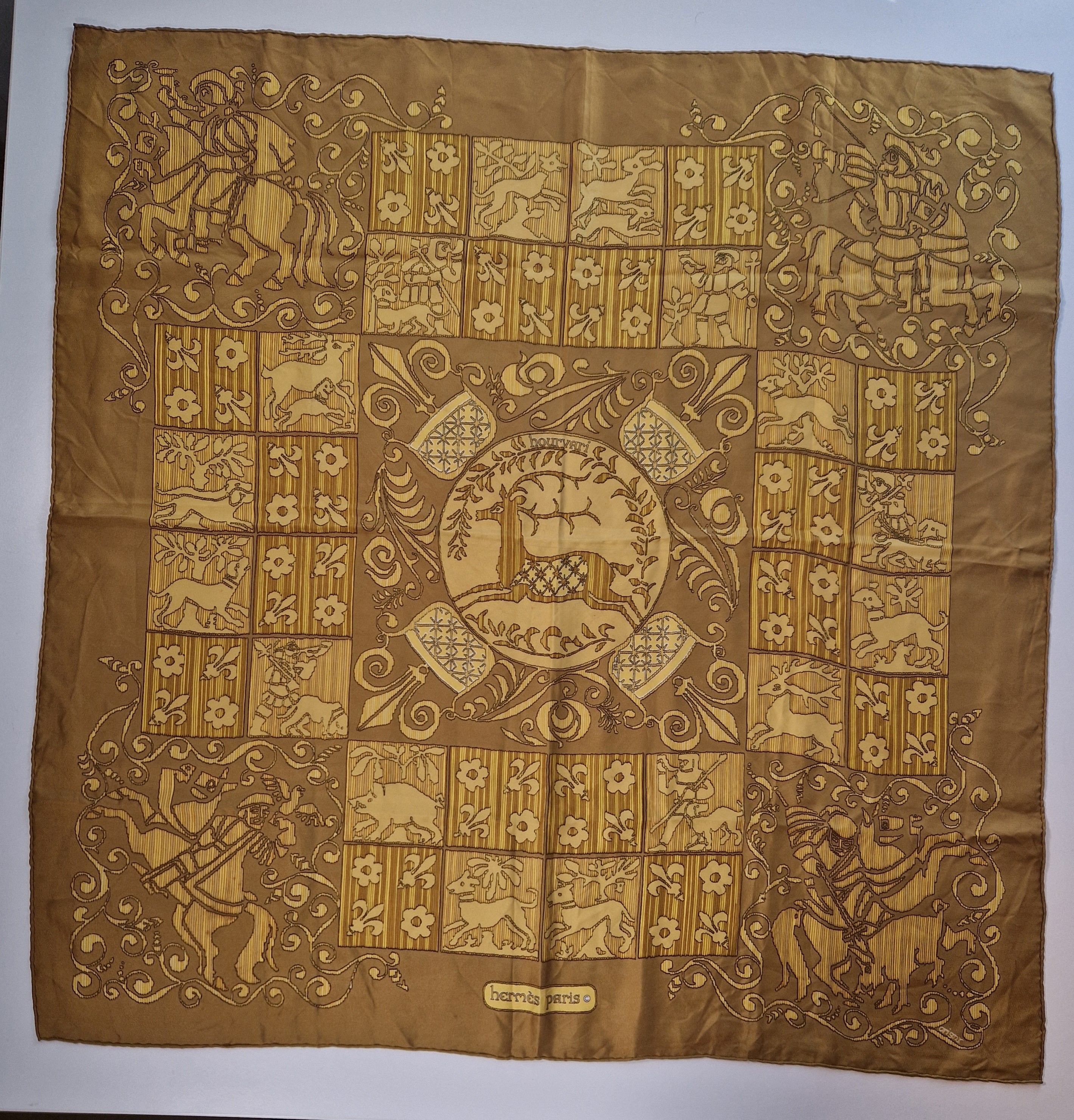 Vintage Hermés Scarf "Hourvari", by Henri d’Origny