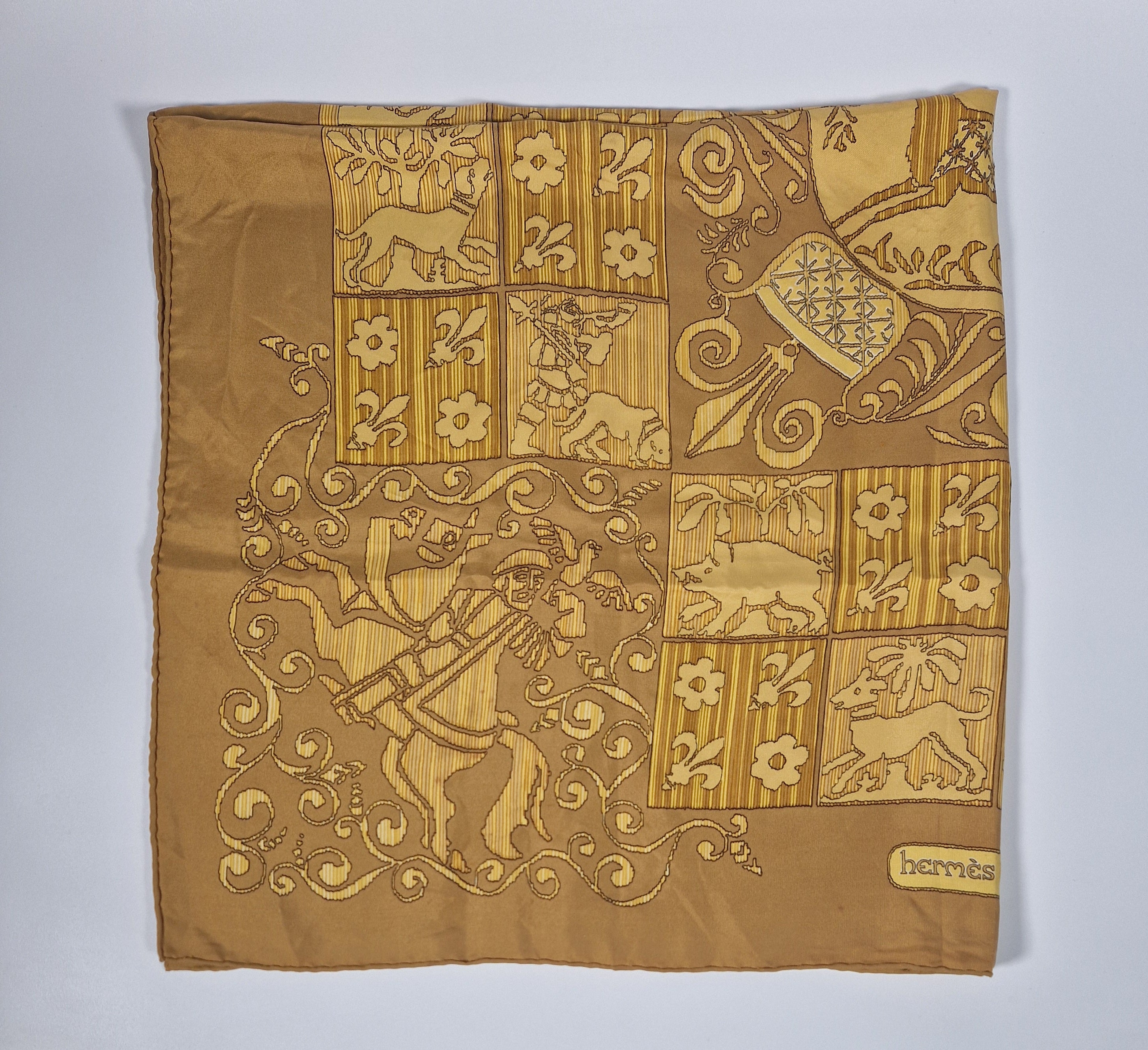 Vintage Hermés Scarf "Hourvari", by Henri d’Origny