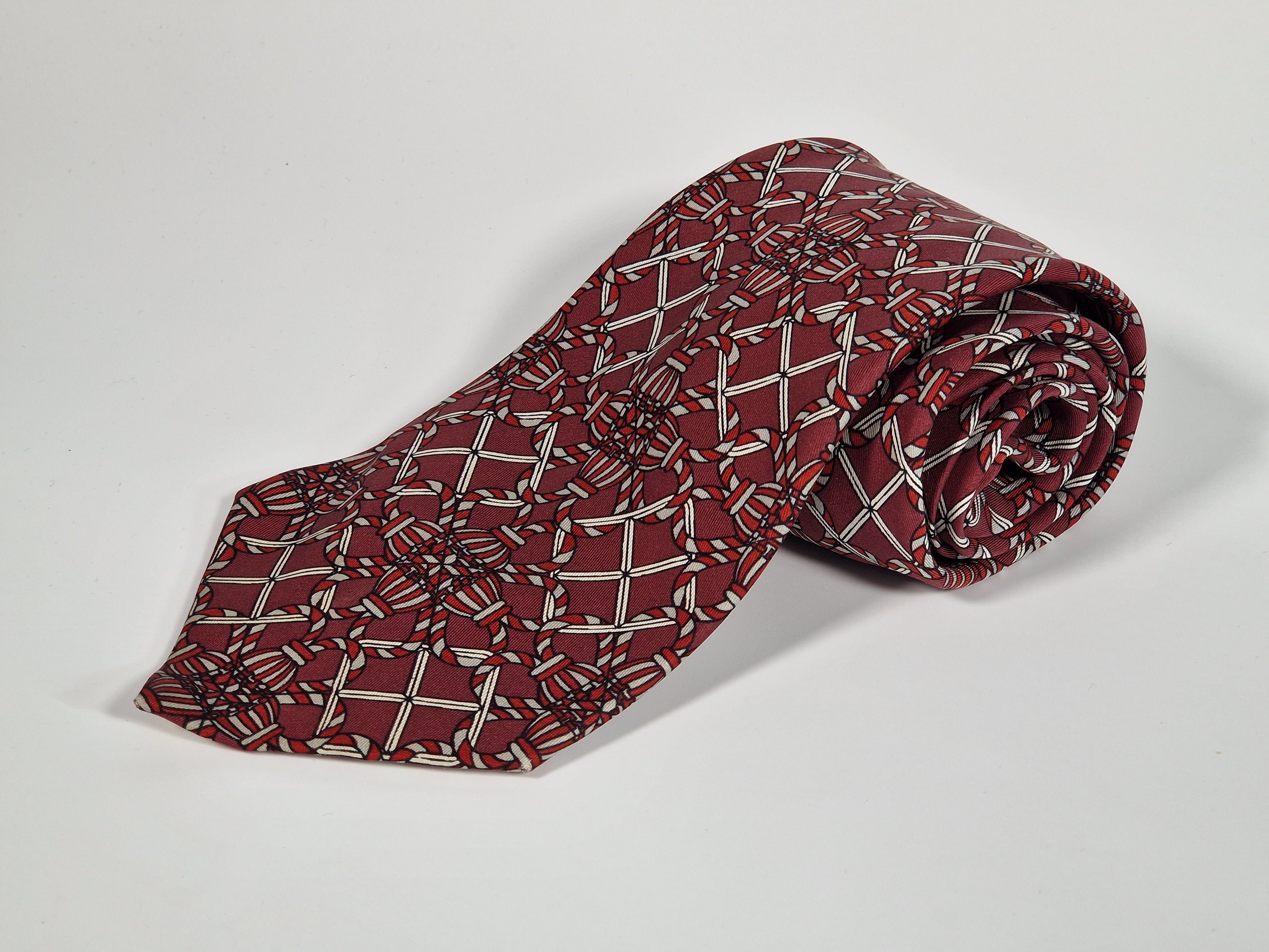 Hermés wide vintage silk tie red 590 SA