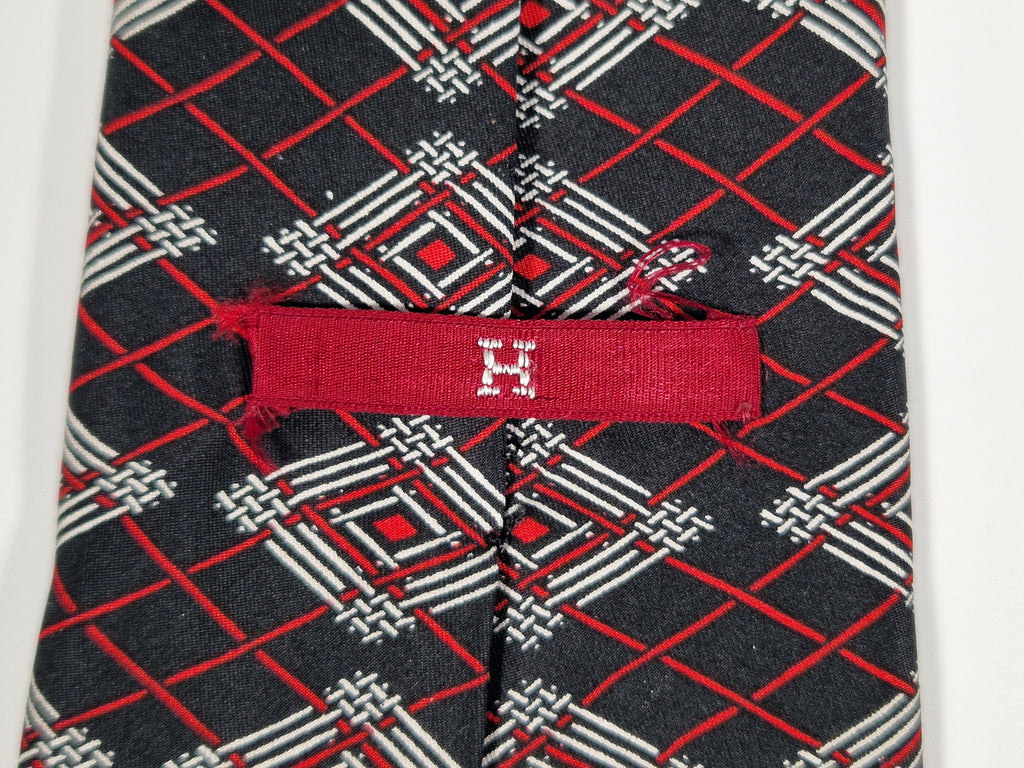 Hermés vintage silk tie black geometric pattern 594 SA