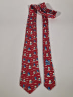 Hermés silk tie red windmills 7489 IA