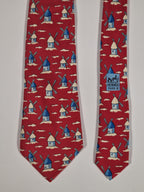 Hermés silk tie red windmills 7489 IA