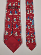 Hermés silk tie red windmills 7489 IA