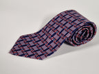 Hermés wide vintage silk tie geometric pattern blue 589 SA