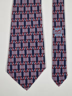 Hermés wide vintage silk tie geometric pattern blue 589 SA