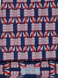 Hermés wide vintage silk tie geometric pattern blue 589 SA