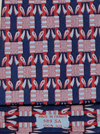 Hermés wide vintage silk tie geometric pattern blue 589 SA