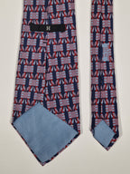 Hermés wide vintage silk tie geometric pattern blue 589 SA