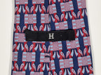 Hermés wide vintage silk tie geometric pattern blue 589 SA