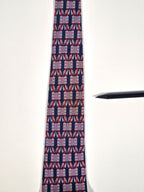 Hermés wide vintage silk tie geometric pattern blue 589 SA