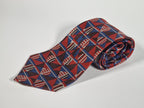 Hermés vintage silk tie geometric pattern blue and red 396 PA