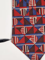 Hermés vintage silk tie geometric pattern blue and red 396 PA