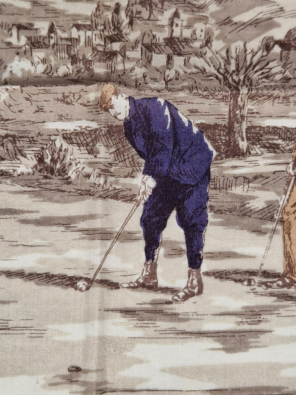 Vintage Burberrys cotton handkerchief.  "Golf in the old times"