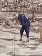 Vintage Burberrys cotton handkerchief.  "Golf in the old times"