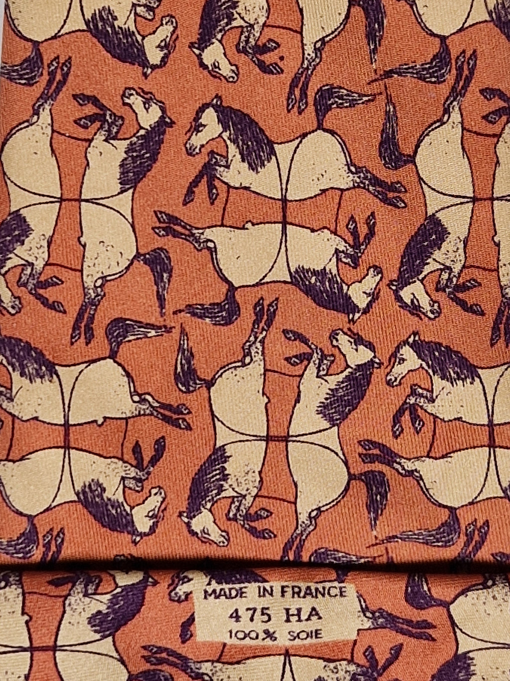 Hermés vintage silk tie horses brown 475 HA