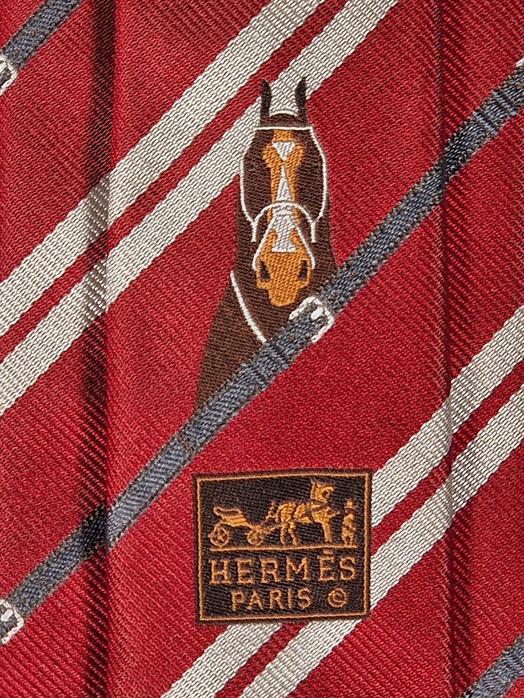 Hermés red silk tie horse 339246 T tie