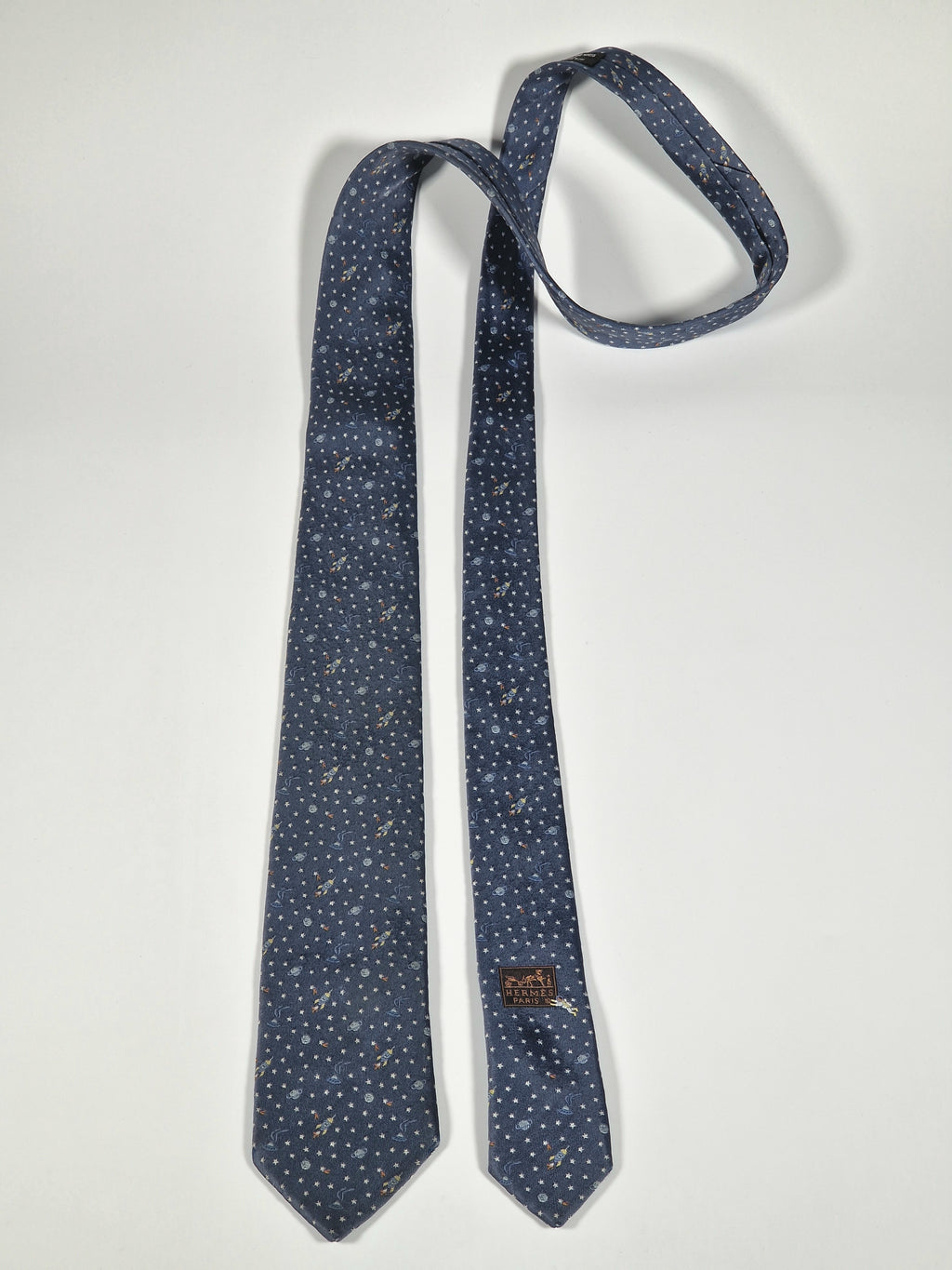 Hermés jaquard silk ties Spaceship, astronaut and ufo 336120 T