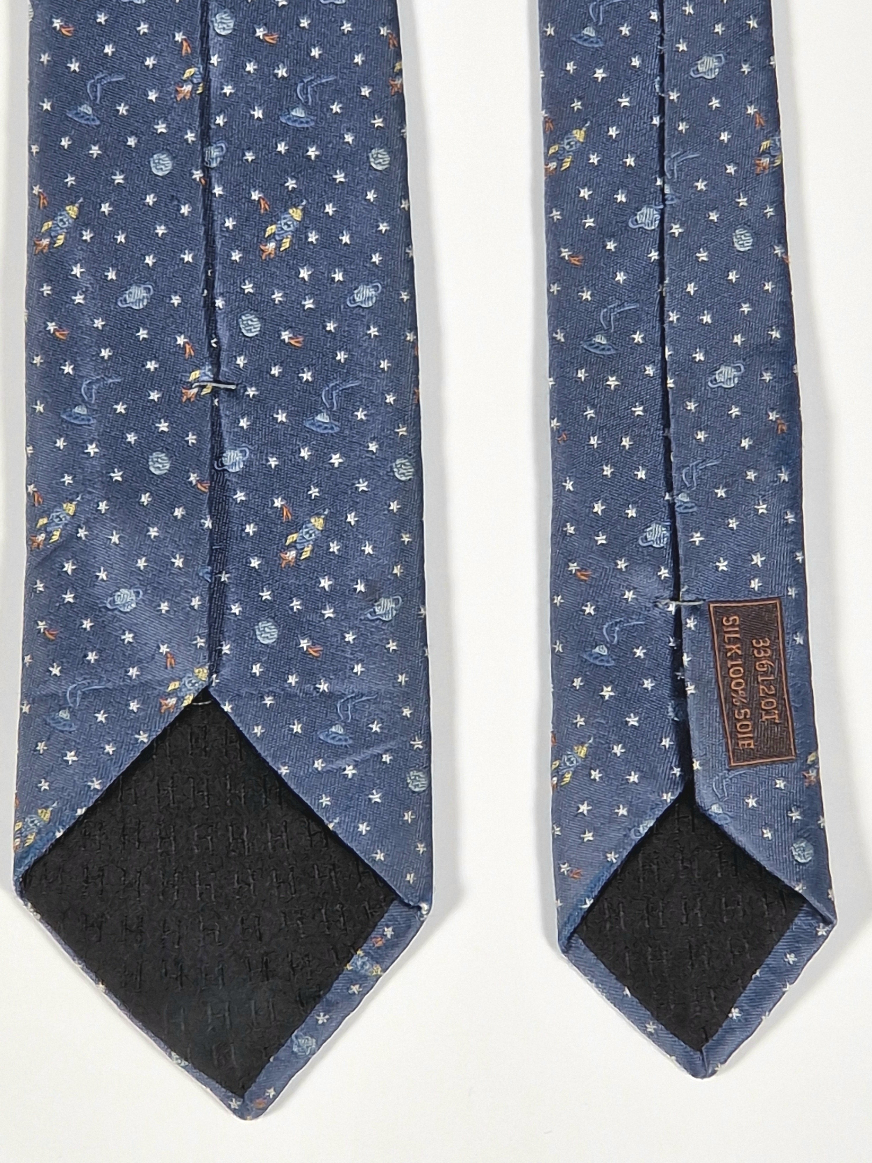 Hermés jaquard silk ties Spaceship, astronaut and ufo 336120 T