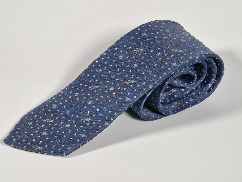Hermés jaquard silk ties Spaceship, astronaut and ufo 336120 T