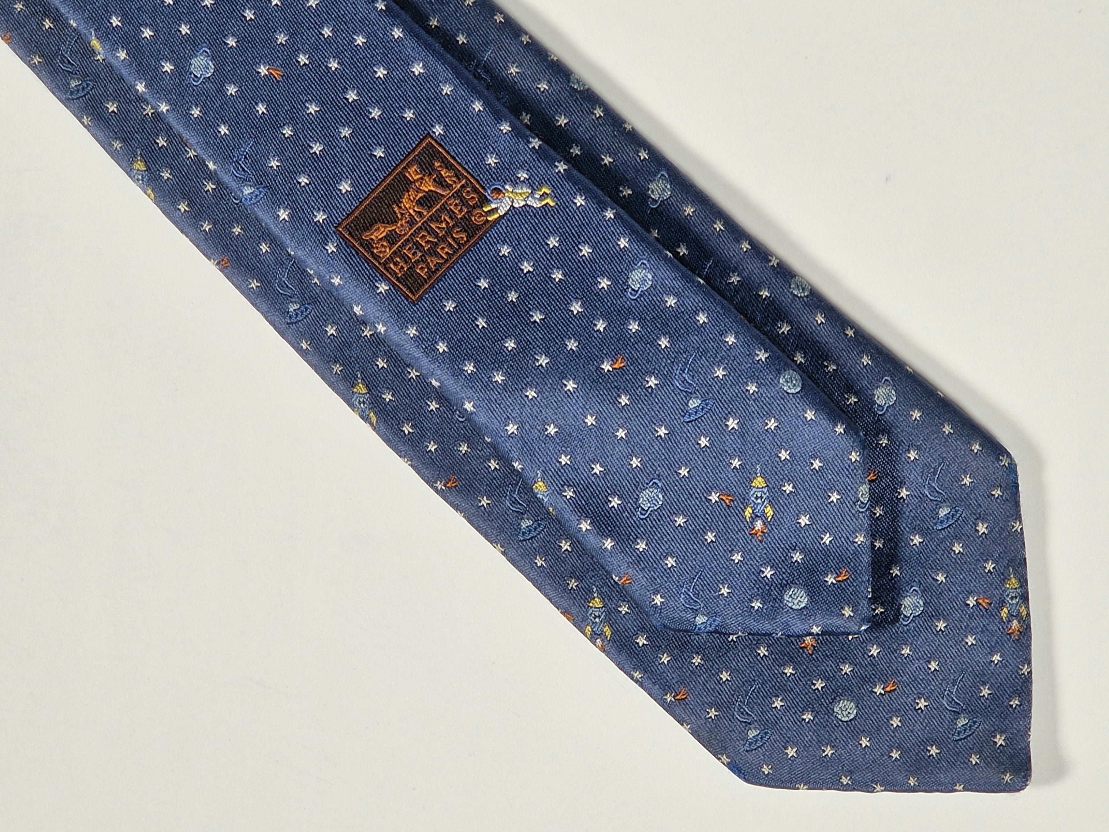 Hermés jaquard silk ties Spaceship, astronaut and ufo 336120 T
