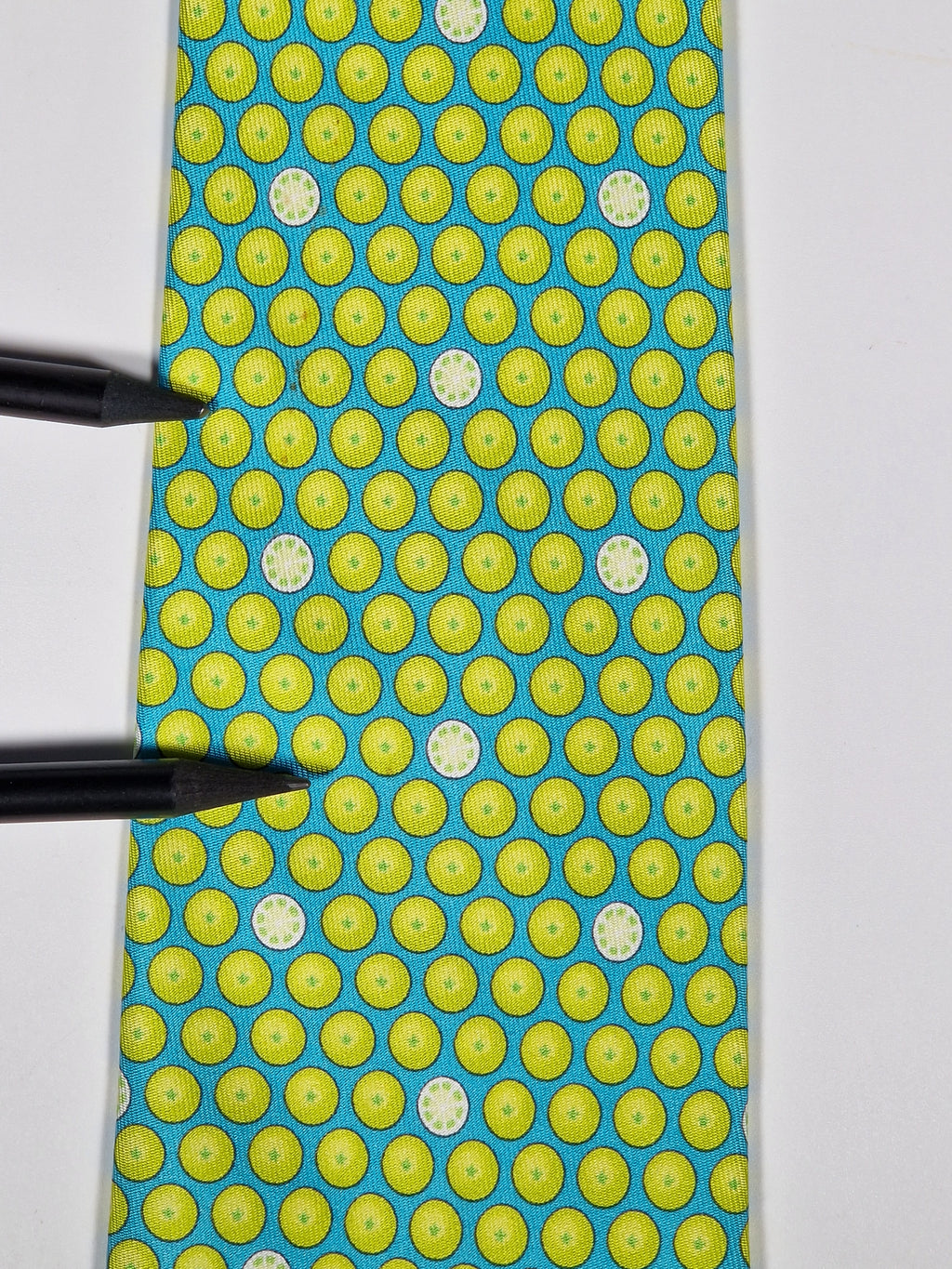 Hermés silk tie blue with lime fruit 5300 TA