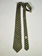 Hermès silk tie green whimsical rabbit and waves 7464 HA